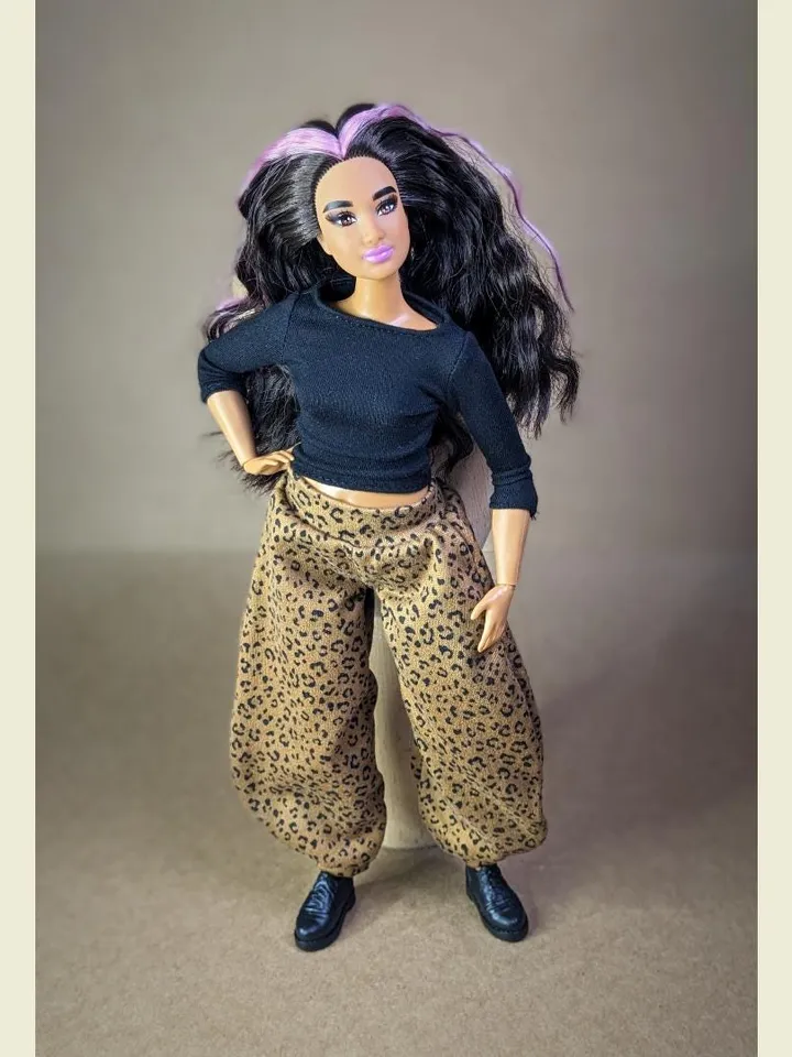 Handmade leopard printed hippie pants for 1/6 scale fashion female dolls