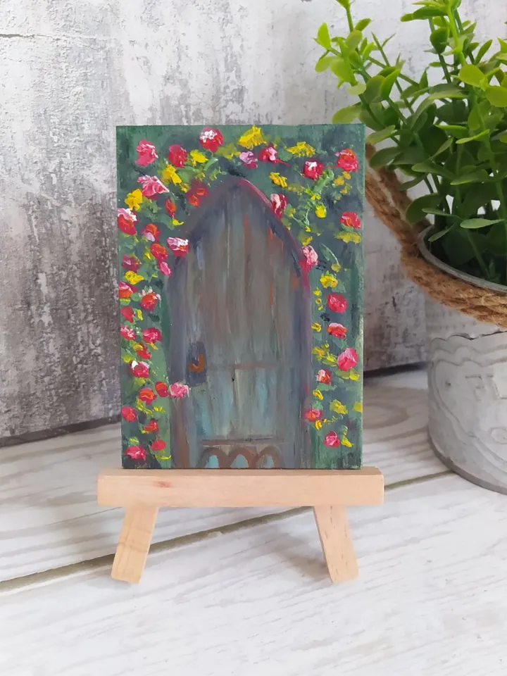 ACEO 12 , Door to the Unknown, 2.5*3.5 inches (6.5*9 cm), oil
