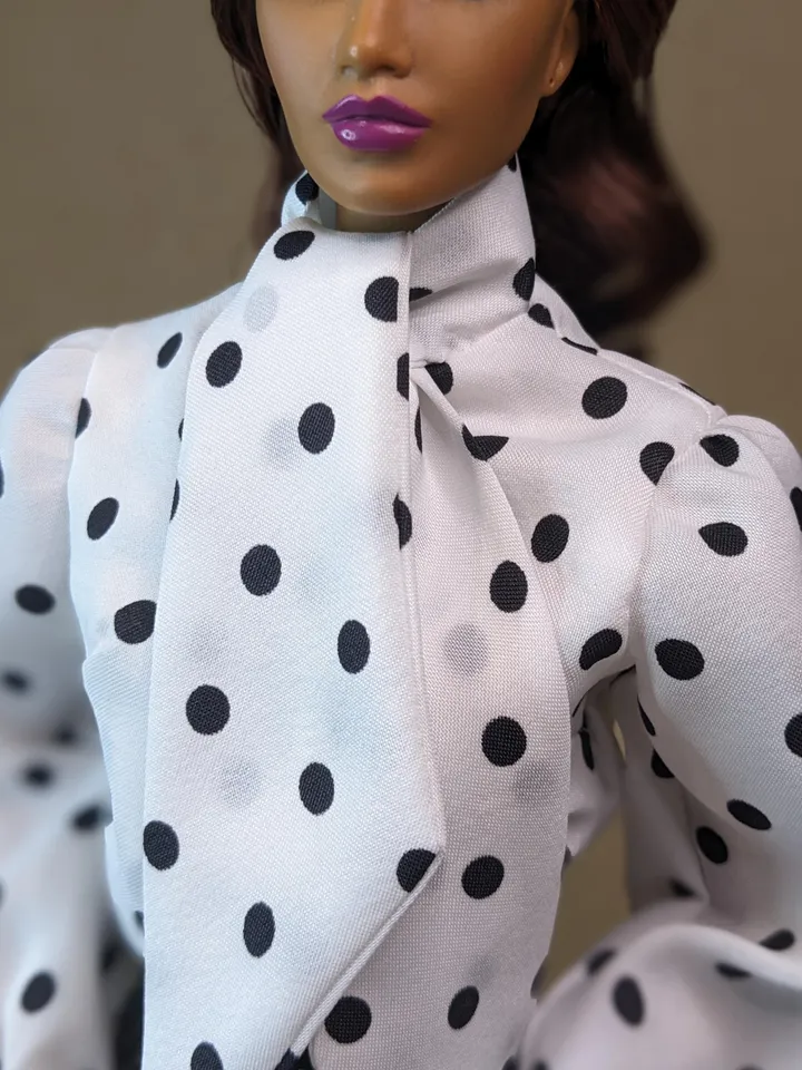 Handmade classic polka dot blouse for 16-inch Fashion Royalty dolls - FR16