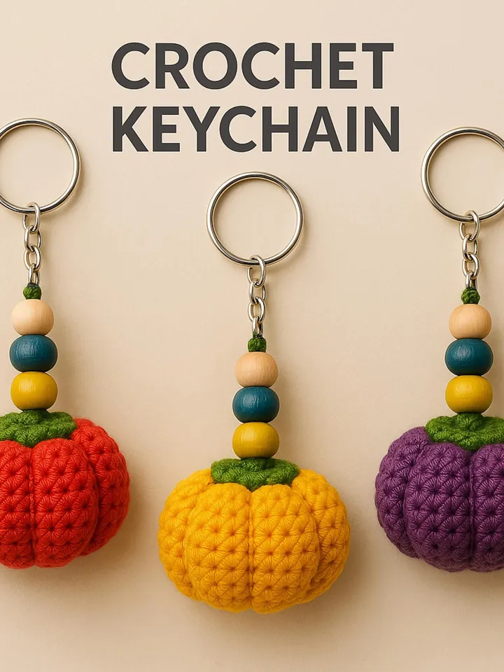 Crochet Charm Set PDF Bundle – 5 Cute Amigurumi Patterns: Pumpkin, Flower, Bear, Bag & Clover DIY Designs