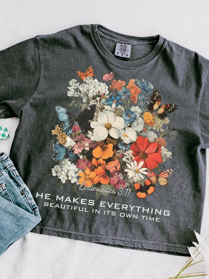 He Makes Everything Beautiful Christian PNG, Floral Christian png, Bible Verse png, Christian Artwork, Women's Christian png, Botanical Art