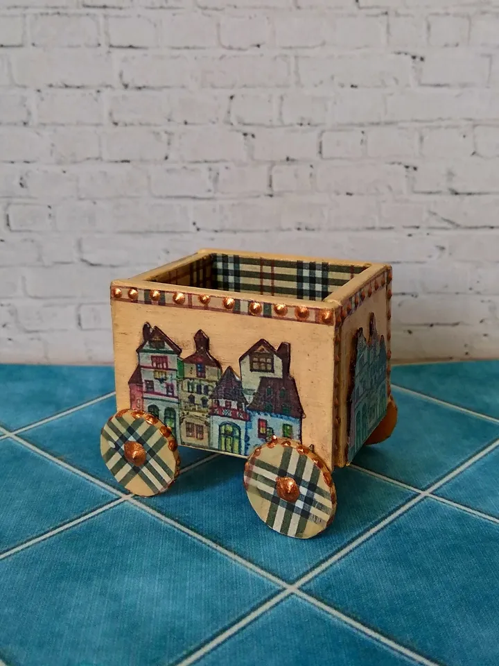 Trolley for dollhouse. Doll toy.The cart for the doll house.1:12 scale.