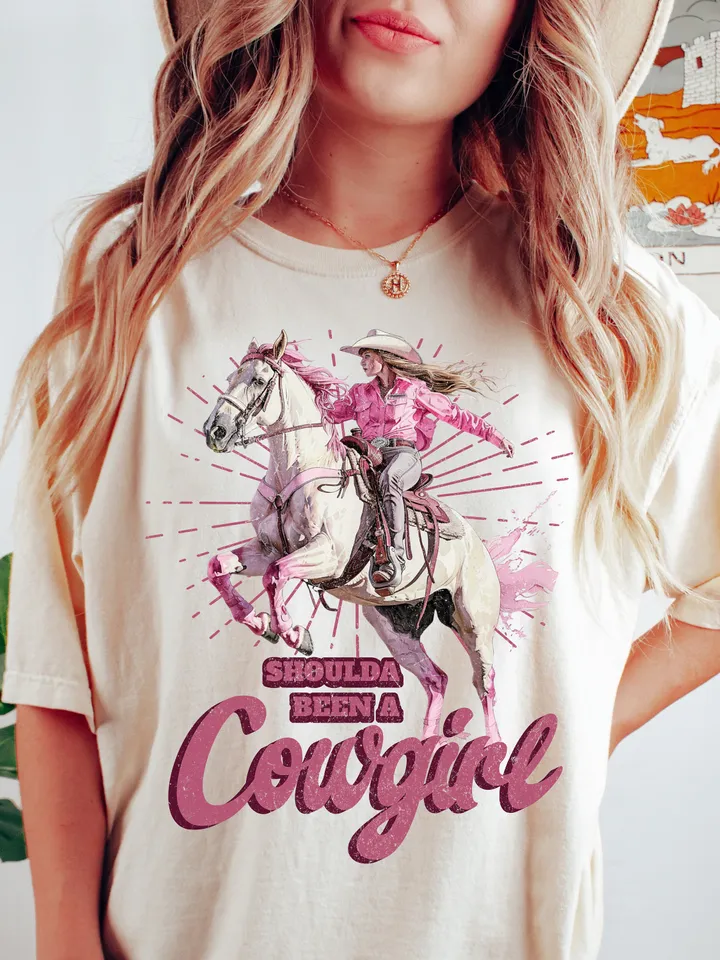Shoulda Been A Cowgirl Bucking Horse | Western PNG Sublimation, Designs Downloads, PNG Clipart, Shirt Design, Sublimation Download