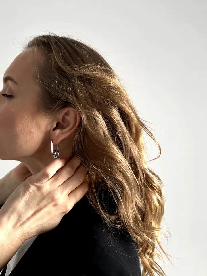 Elongated steel earrings hand made Stylish jewelry for everyday looks