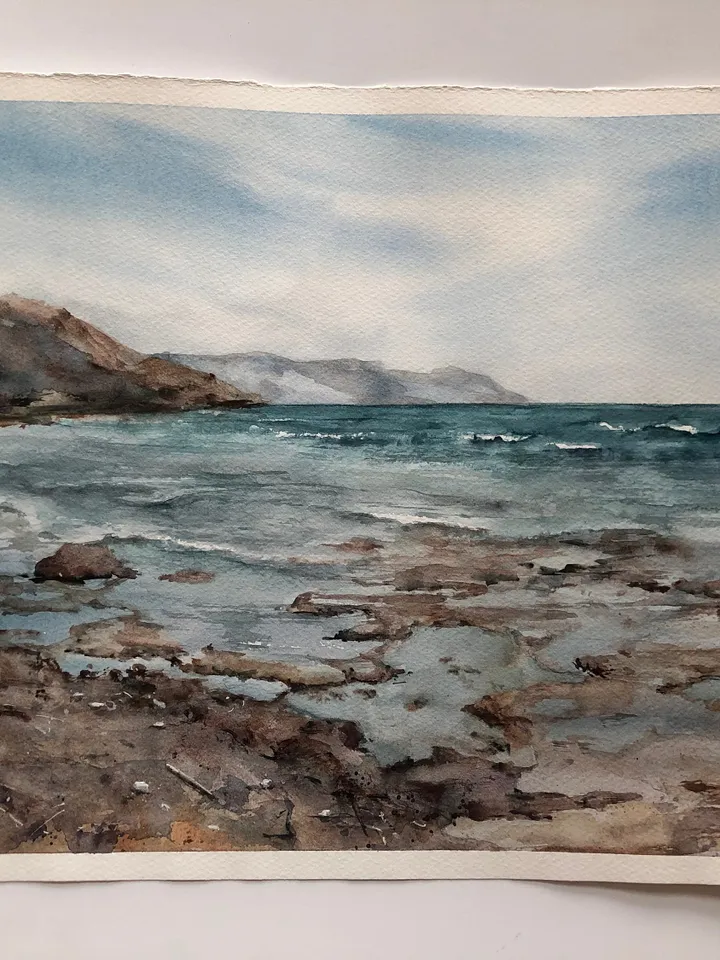 Seascape Original Coastal painting Watercolor Painting Seascape Wall art Ocean Painting Sea Landscape Painting