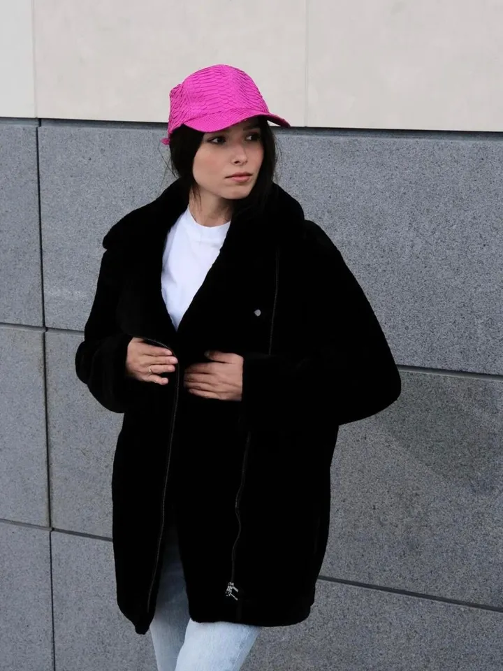 Genuine python skin women baseball cap | women accessories | exotic leather cap | purple genuine python skin | Fuchsia leather cap