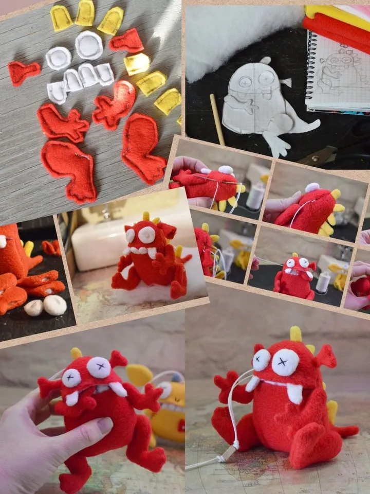 PDF Plush Toy Patterns – 5 Cute Fleece Monster Softies Set