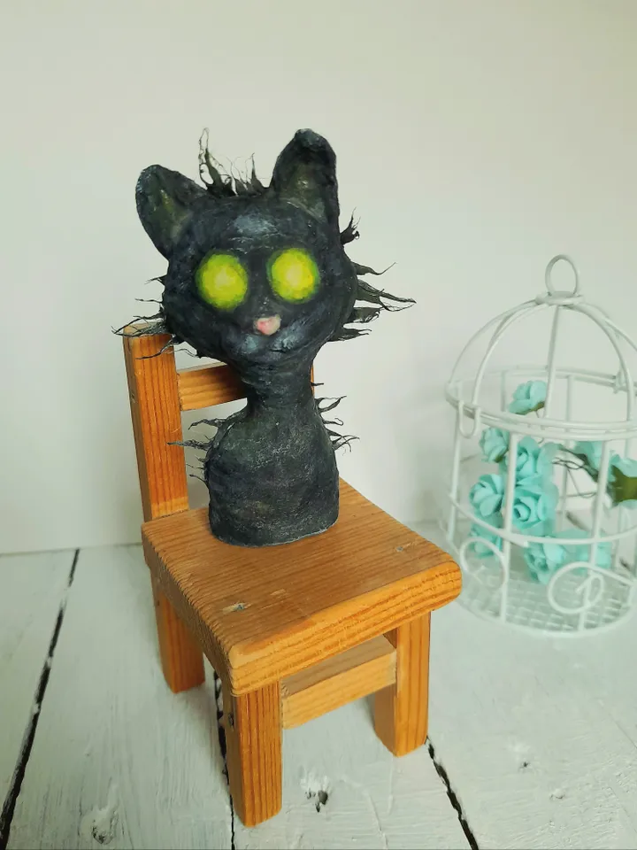 Girl Cat Theme Room Decor Black Cat Spun Coton Ornament Cute Kitten Decor Cat Lover Gift Idea
