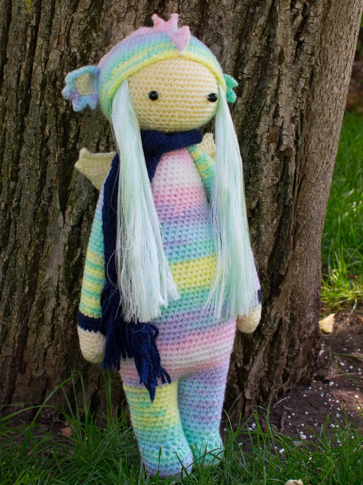 Lalylala dragon figurine, stuffed animal dragon toy, crochet lalylala doll, plushie doll amigurumi, handmade doll