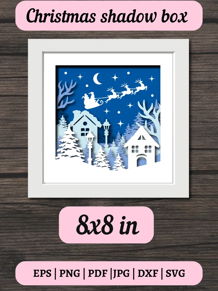 Christmas 3D Shadow Box svg, Winter Layered Papercut, Digital file