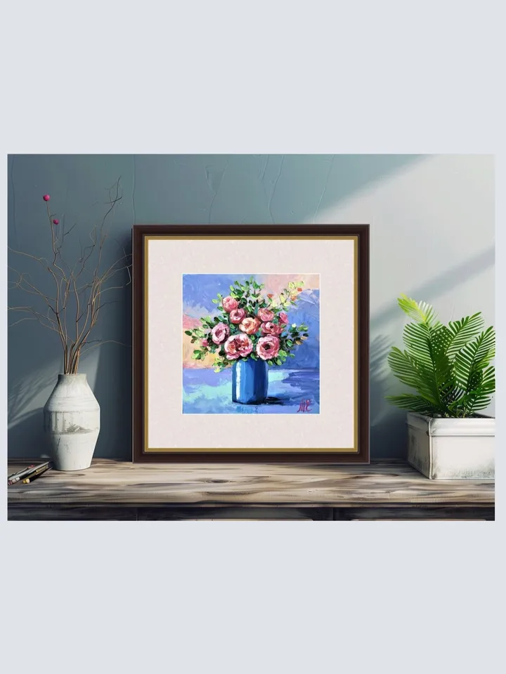 Original Oil Painting Colorful Bouquet of Flowers in Vase Home Decor