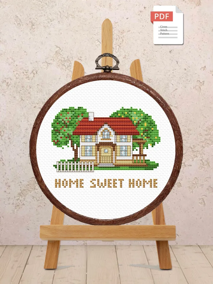 Sweet Home Cross Stitch Pattern, Sweet Home Pattern, Home Decor, Housewarming Gift, Housewarming Cross Stitch #qt007