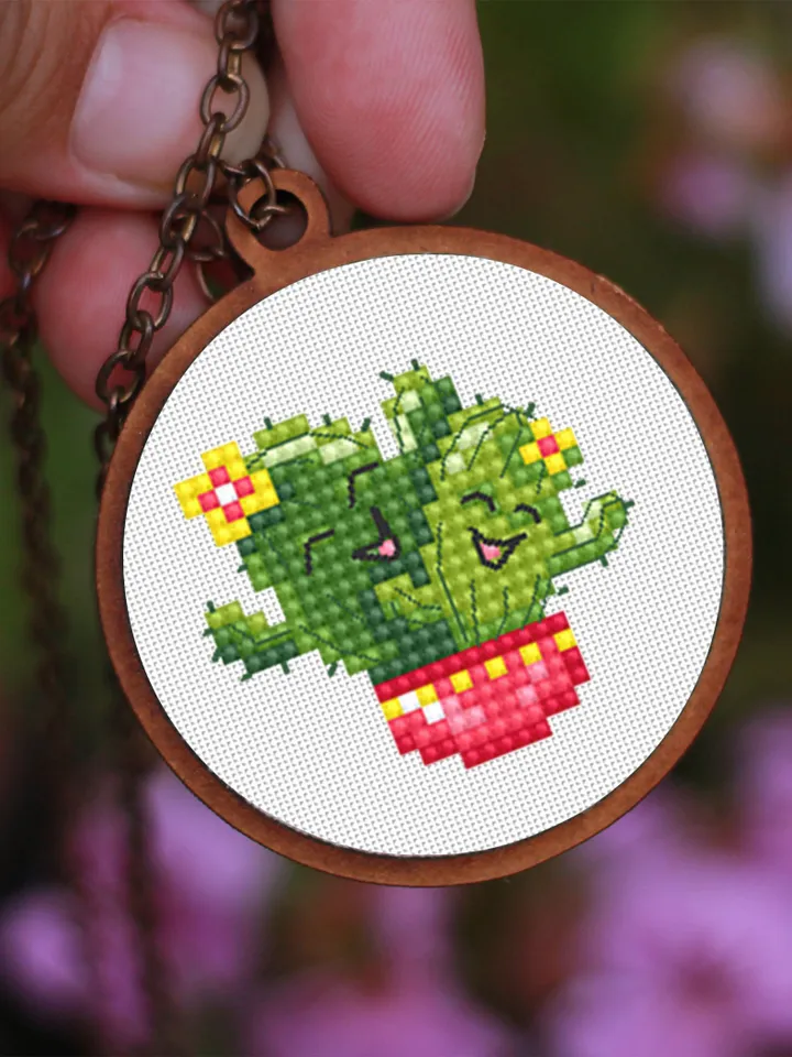 Kawaii cactus cross stitch pattern PDF download Funny succulent plants cross stitch chart, Cactus pattern digital PDF, Plant lover gift #P48