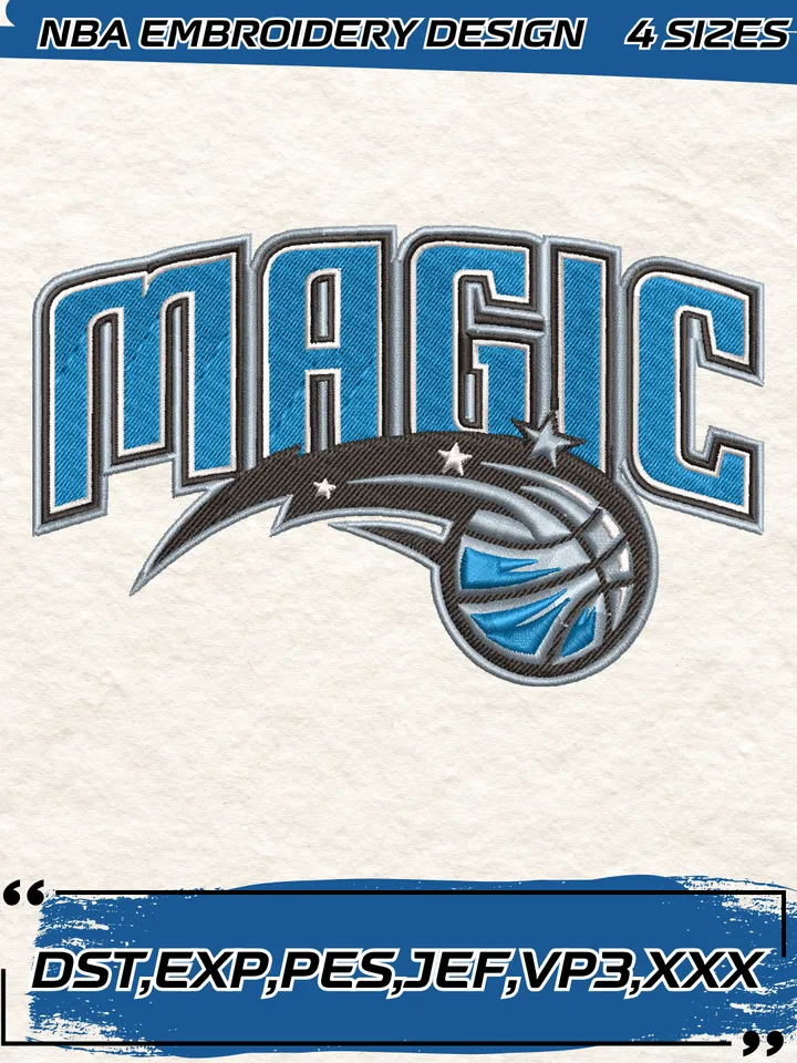 Orlando Magic Logos Embroidery Designs,NBA Logo Embroidery Files, Machine Embroidery Design File, 4 Sizes,Digital Download