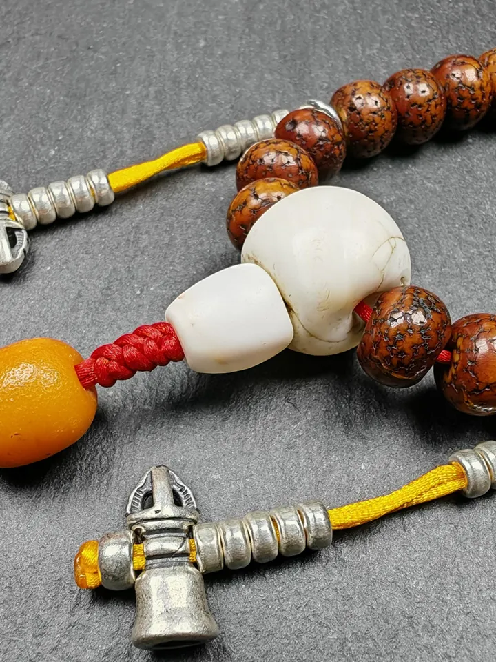Gandhanra Authentic Tibetan Handhold Wrist Mala - 10mm Old Lotus Seed Beads Bracelet - Best Portable Buddhist Prayer Beads for Meditation