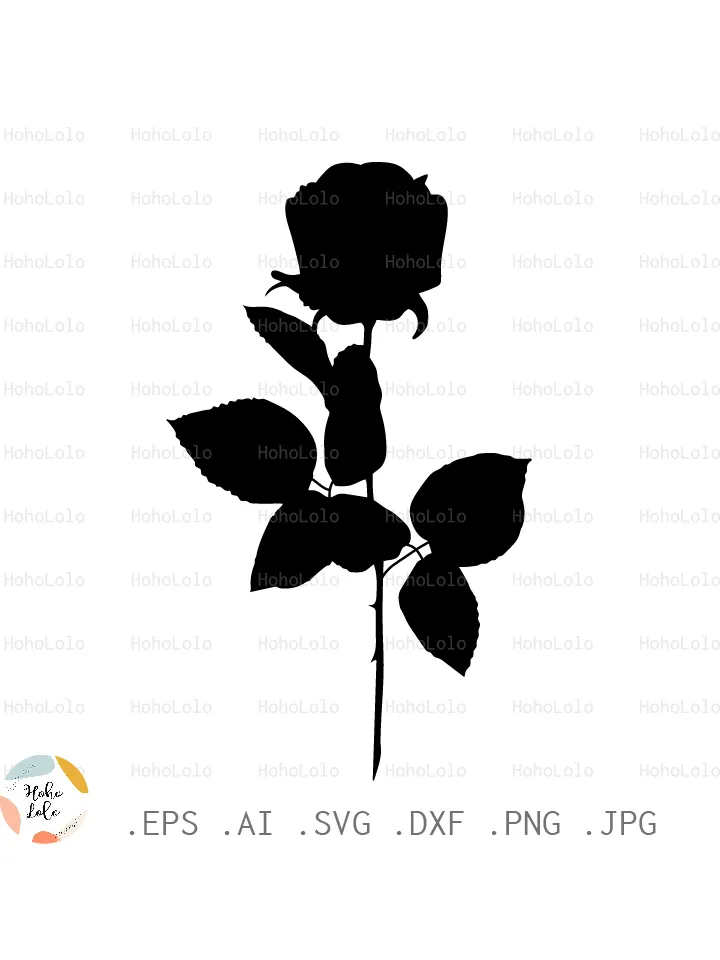 Rose Svg, Rose Silhouette, Flower Svg, Rose Cricut, Rose Clipart Png, Rose Stencil, Rose Template Dxf
