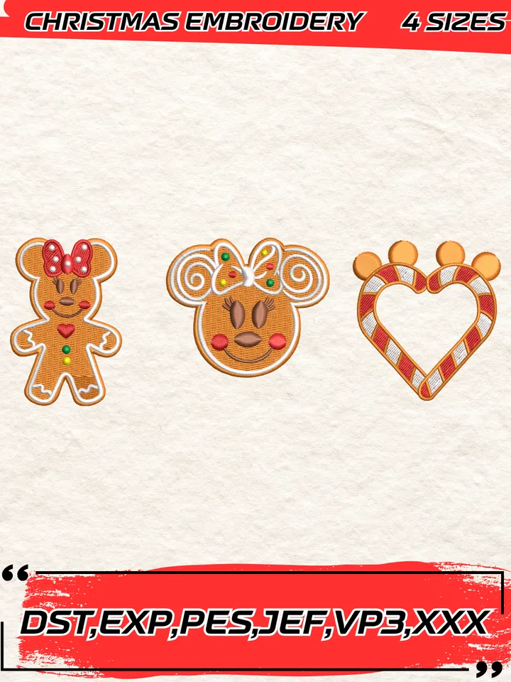 Gingerbread Minnie Christmas Embroidery Design,Christmas Embroidery Design,4 Sizes,Digital Download
