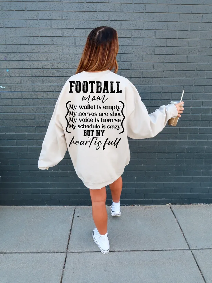 Football Mom Wallet is Empty Heart is Full Shirt, Football mom svg, Football mother svg, PNG Digital Download
