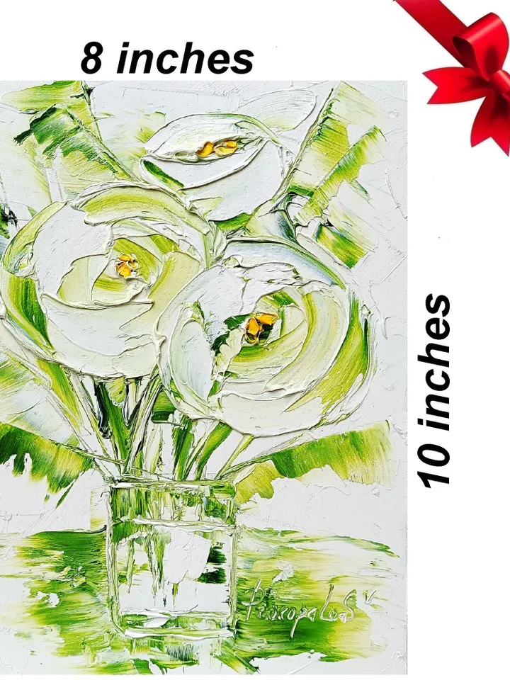 Peony Painting Floral Original Art 10x8 Small Impasto Oil Painting Symphony of Petals Peonies