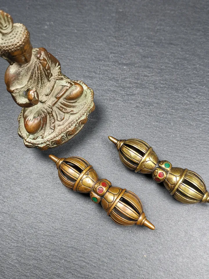 Gandhanra Handmade Vintage Nine-pronged Vajra Dorje ,Tibetan Tantric Buddhism (Vajrayana) Ritual Implement,3.0"