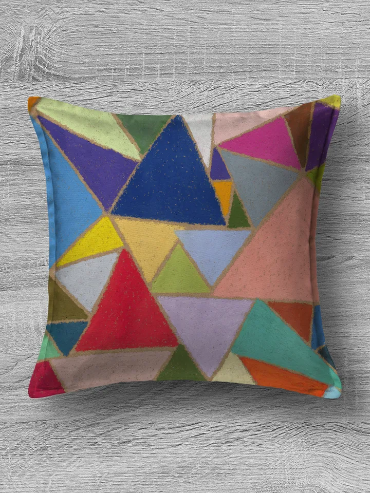 Printable pattern Abstract colored triangles, Large poster, Digital file, Home decor, Color oil pastel painting
