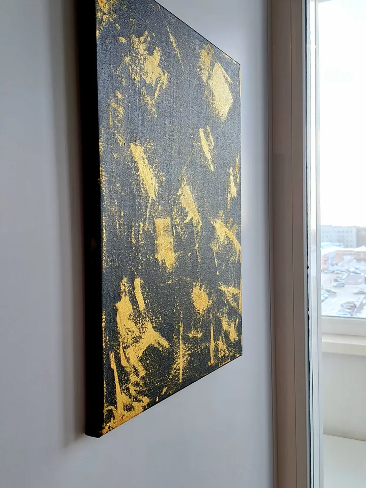 Interior oil painting with gold "Golden Marble" abstraction with gold paint abstract art on canvas contemporary art modern art
