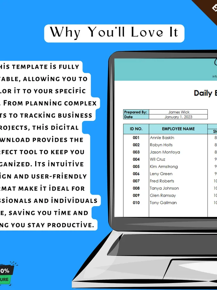 Daily End of Shift Report Template, Editable Google Sheets, Digital Download for Shift Reporting & Team Performance Tracking