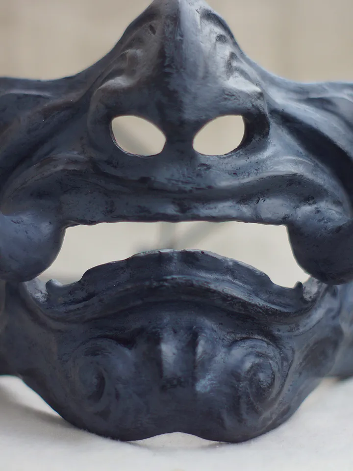 Japanese Samurai Mask with Fangs ONI Demon Hanya Japanese Oni Samurai mask