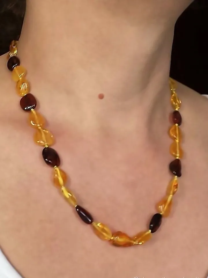 Amber Necklace Jewelry for Women and Men Baltic Natural Healing and Calming Stone Beads Necklace Yellow and Brown 50 cm 19.7 inches