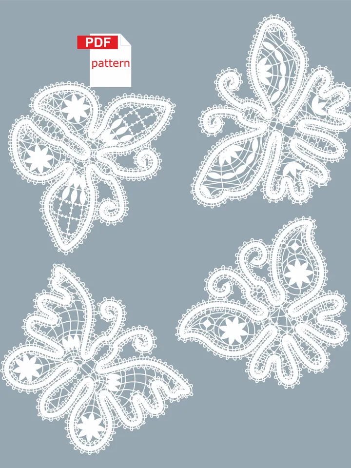 Butterflies bobbin lace pattern Printable lace souvenirs