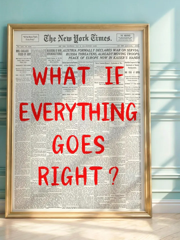 What If everything goes right Retro Newspaper Print, Trendy Wall Art, Typography Poster, Red Aesthetic, Printable Wall Art, Digital Print