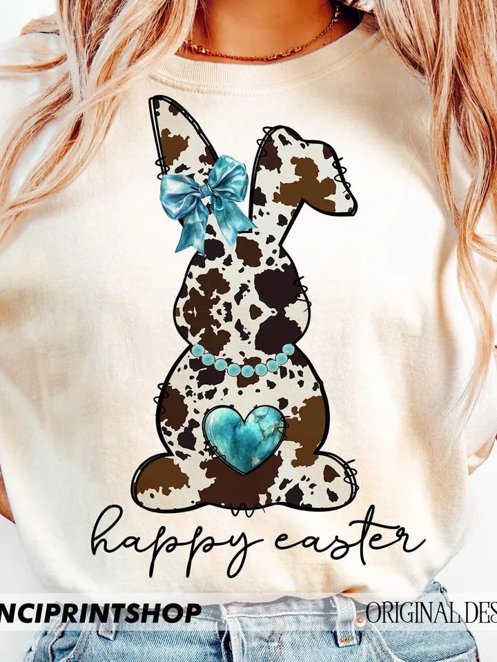 Cowhide print Easter bunny png, Easter png, Happy Easter png, Cow Print Bunny png, Girls Easter png, Easter Clipart, Easter Rabbit, png file