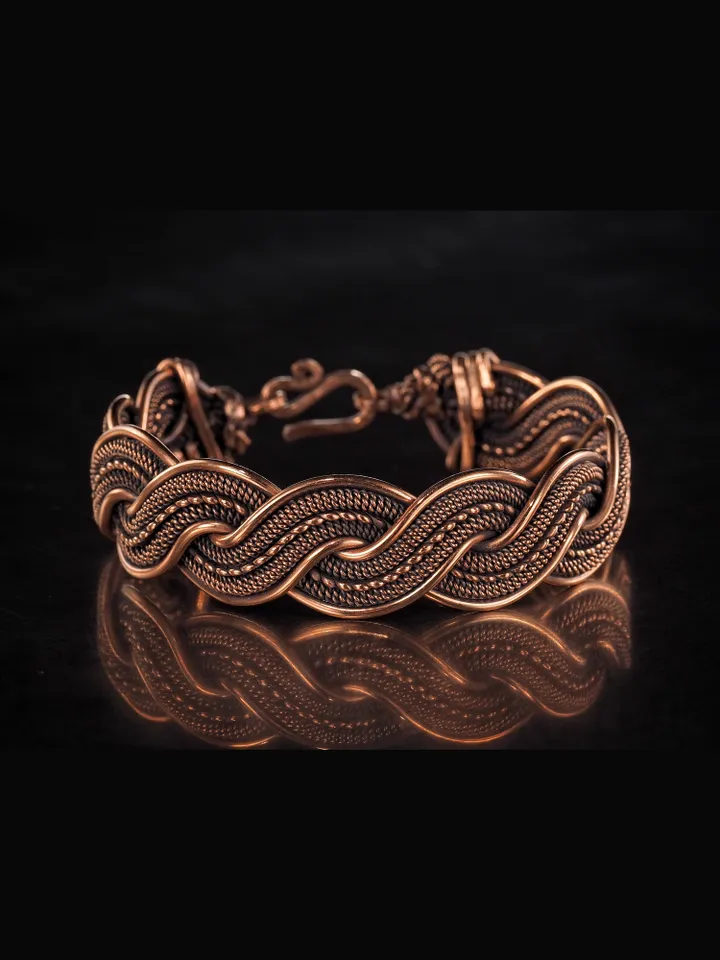 Copper wire wrapped bracelet for woman 7th Anniversary gift Small size bracelet
