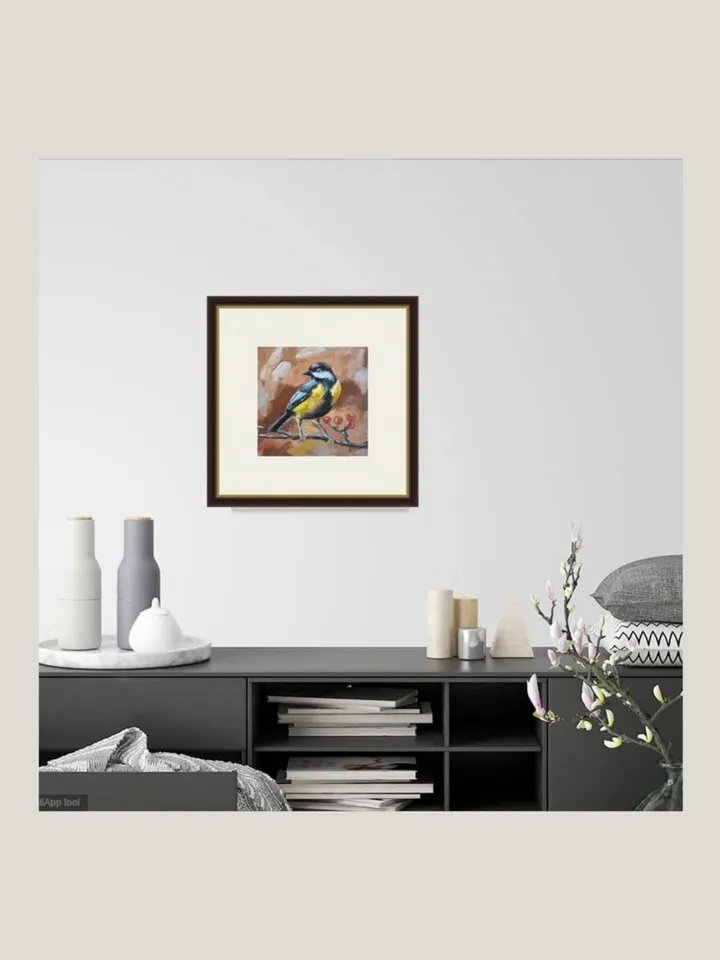 Original Oil Painting Adorable Chickadee Perched on Tree Branch Chickadee on Branch Bird Art Mini Oil Art for Nature Lovers