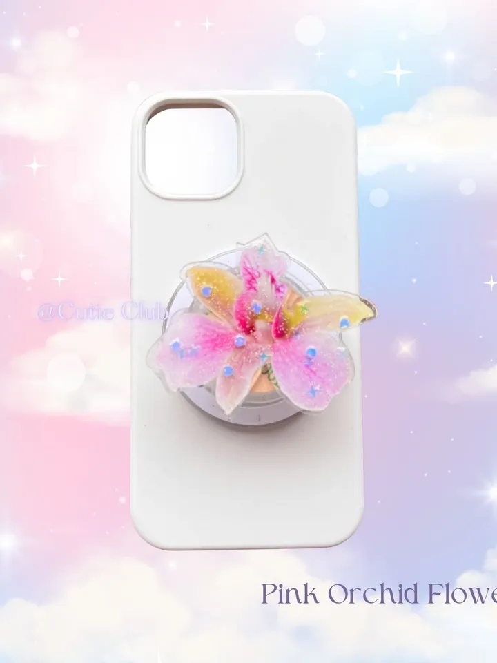 Lily Flower Phone Grip For Phone And Kindle, Elegant Floral Phone Grip, Phone Accessory, Flower Popsocket