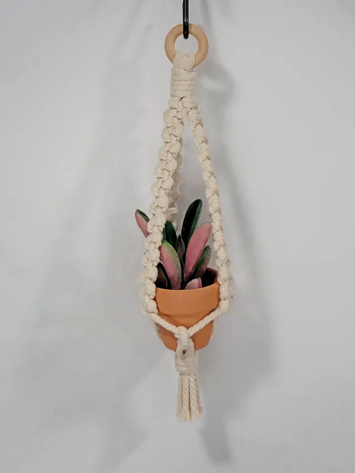 Succulent Macrame Car Charm - Boho Rearview Mirror Plant Hanger Cute Car Accessory Cute Mini Car Decoration Gift