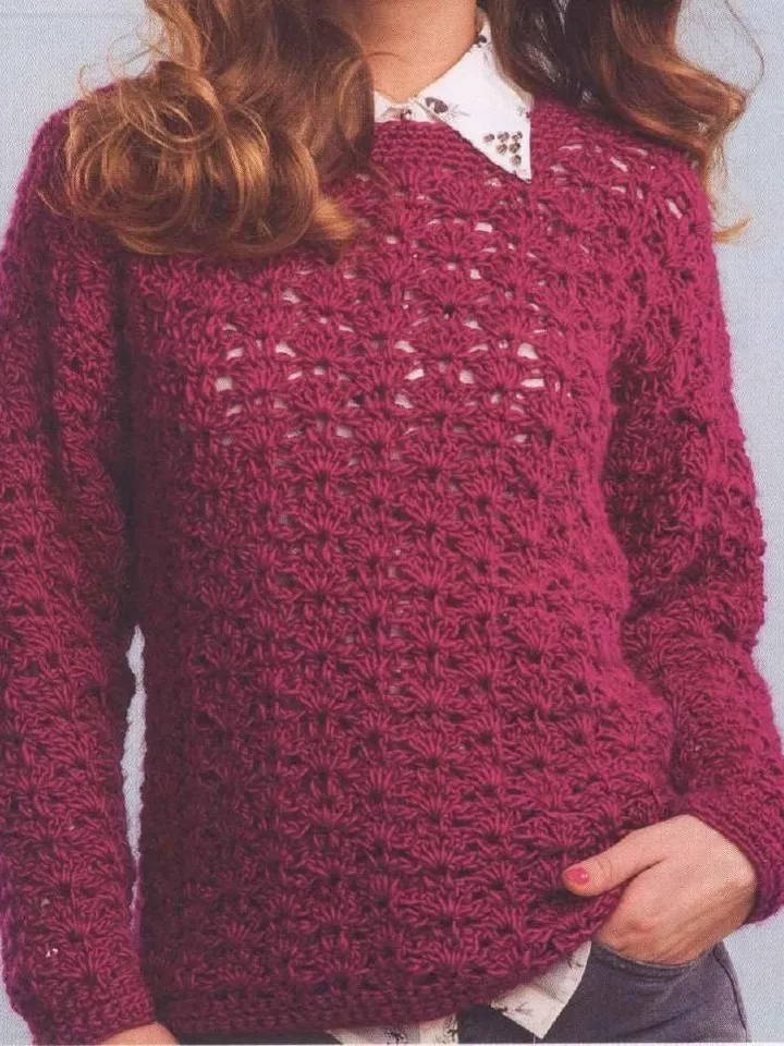 Sweater crochet pattern, crochet jumper pattern, shell sweater crochet pdf instant download