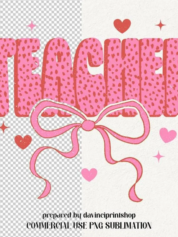 Valentine Teacher coquette png, Valentines png, Pink Bow png, Pink Teacher png, Retro Valentines png, Teacher Valentines, Gift for Teacher