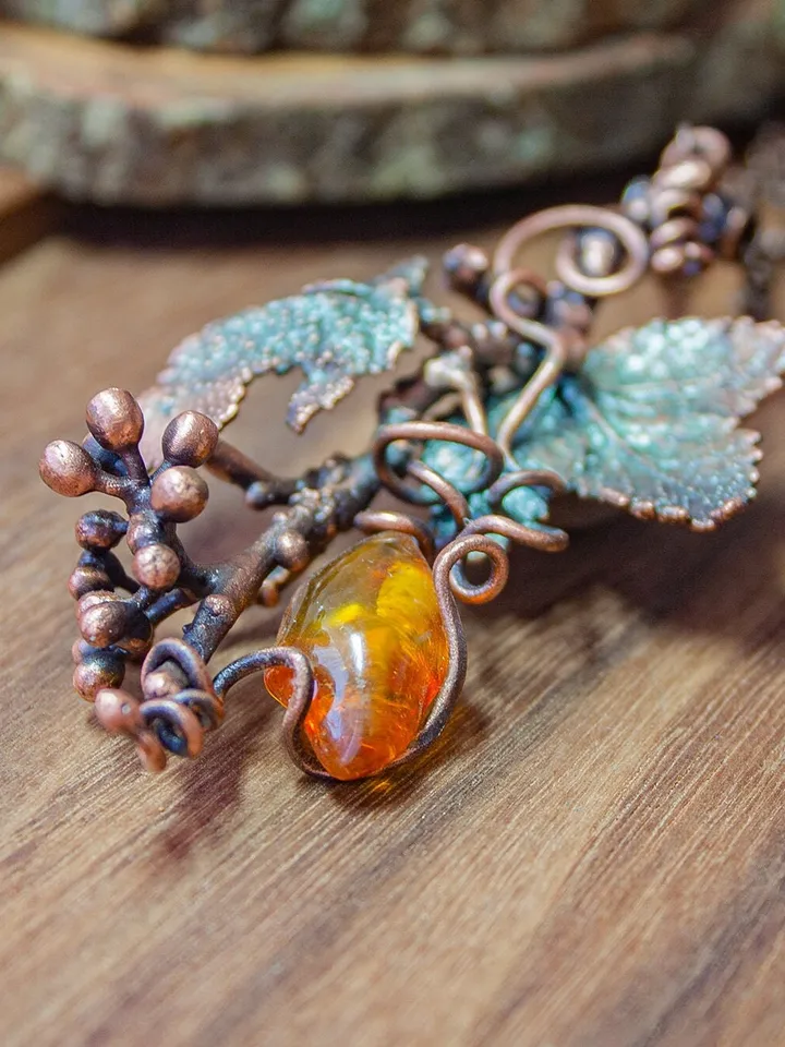 Copper handmade real leaf pendant, nature jewelry, original necklace, great gift for her, electroforming