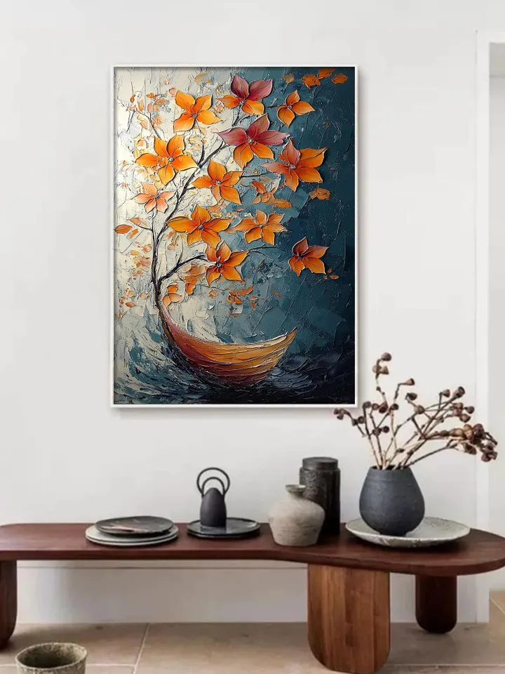 Large Impasto Floral Painting, Textured 3D Flower Artwork, Colorful Original Art, Wall Art Decor, Modern Abstract Flowers,Home Office Decor
