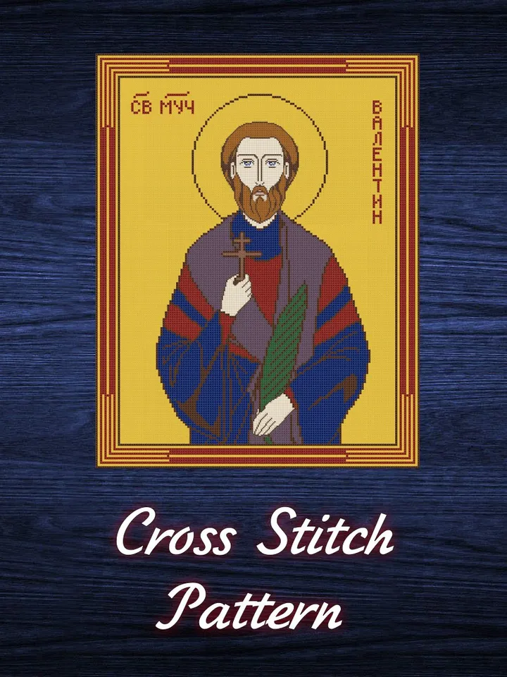Cross Stitch Pattern Icon St. Valentine Digital Download PDF