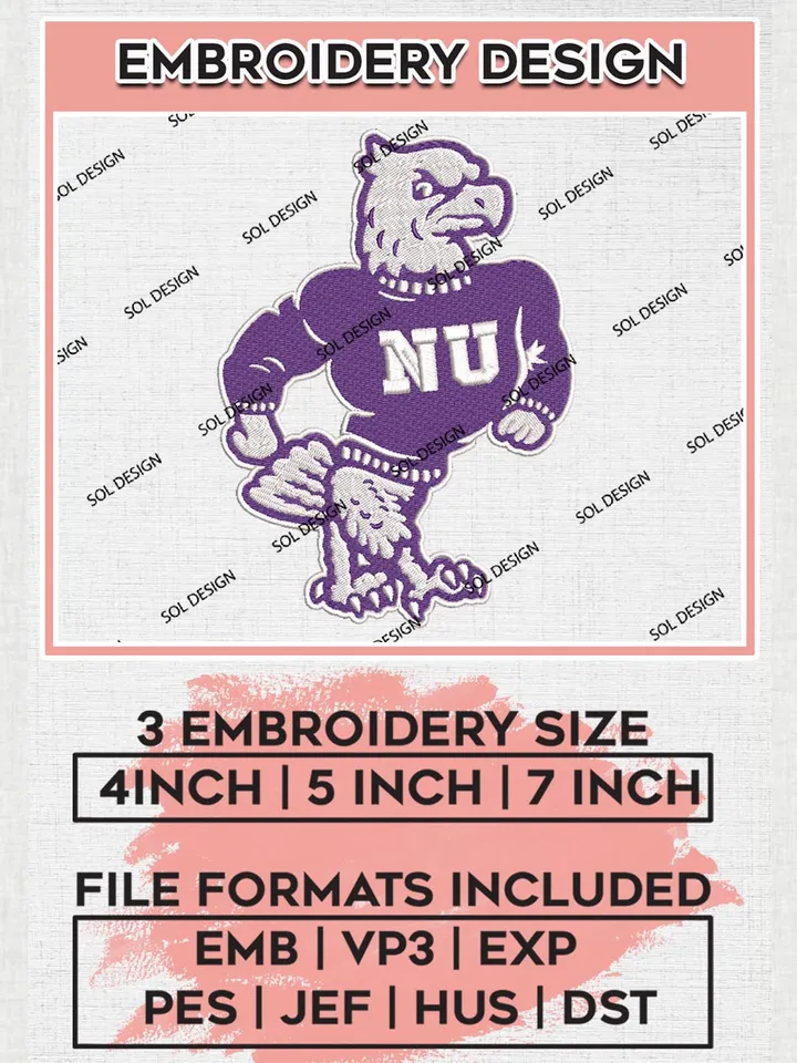 NCAA Niagara Purple Eagles Football Team Mascot Logo Embroidery Design Files, NCAA Niagara Purple Eagles Machine Embroidery, NCAA Teams, Game Day, 3 sizes, NCAA Machine embroidery designs, Digital Download