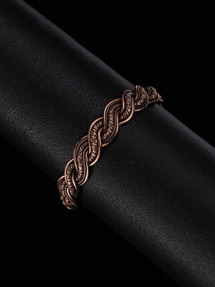 Copper wire wrapped bracelet for woman 7th Anniversary gift