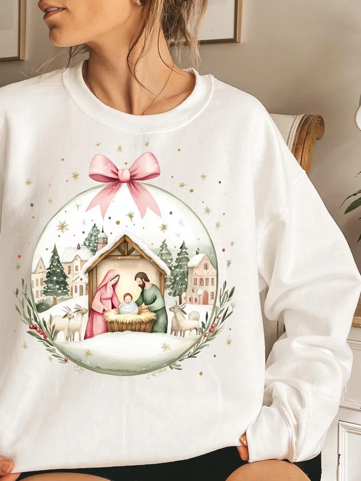 Colorful Glitter Christmas Nativity Png, Jesus Christmas Png, Baby Jesus Png, Oh Come Let Us Adore Him, Christian Christmas Png, Brushstroke
