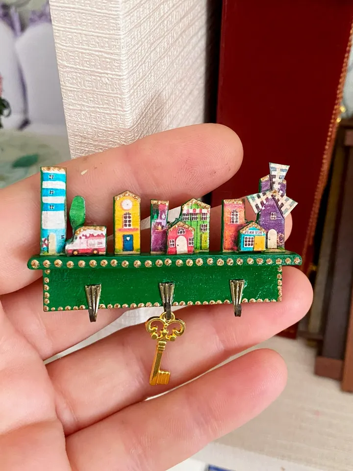Key Holder for Dollhouse. Dollhouse Miniature. Doll Accessories. Handmade Key Holder. 1:12