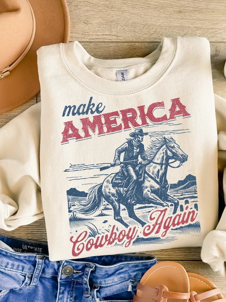Make America cowboy again PNG, 4th of july png, Western 4th of july png, Independence day png, America png, Western png, Sublimation designs