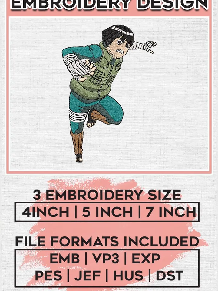 Rock Lee Embroidery Design File, Naruto Anime Embroidery Design, Machine Embroidery Design File, Instant Download EMB_ANIME_252
