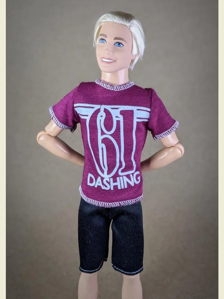 Red wine printed T-shirt for 12-inch fashion male dolls