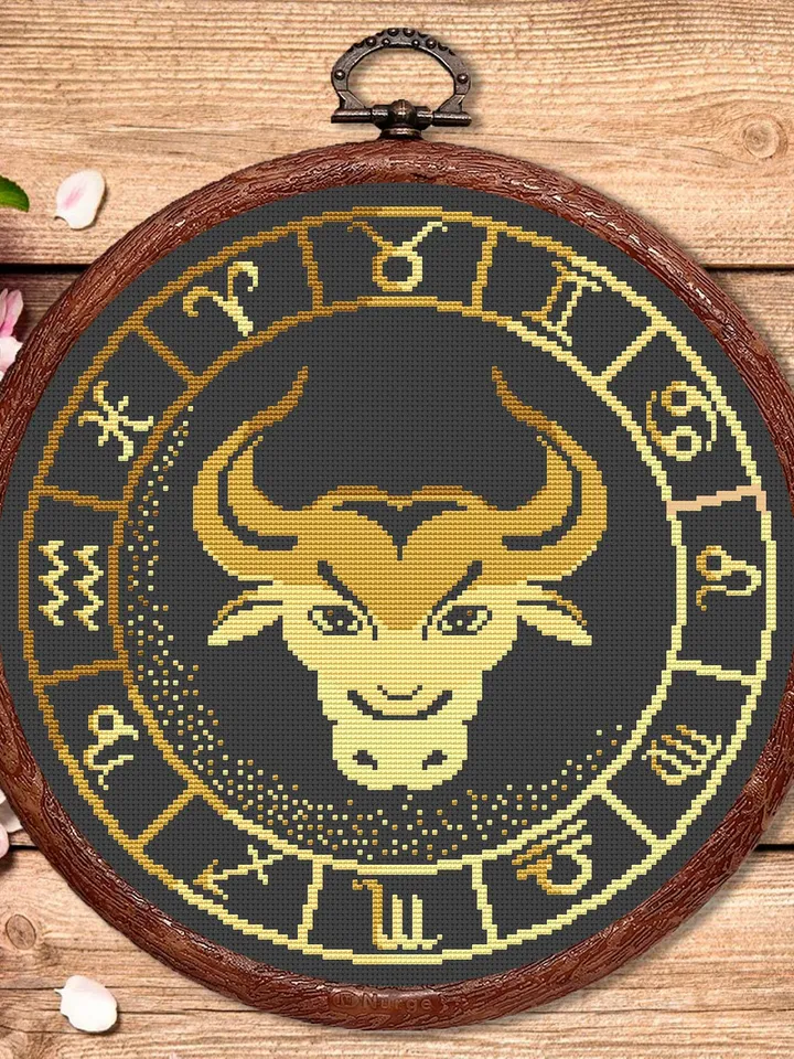 Taurus Cross Stitch Pattern, Zodiac Cross Stitch, Embroidery Zodiac, Aries Pattern, Signs of the Zodiac Pattern, Modern Cross Stitch #zdc002