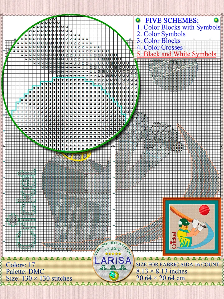 Cricket Cross Stitch Pattern | Cricketer | Cricket Player